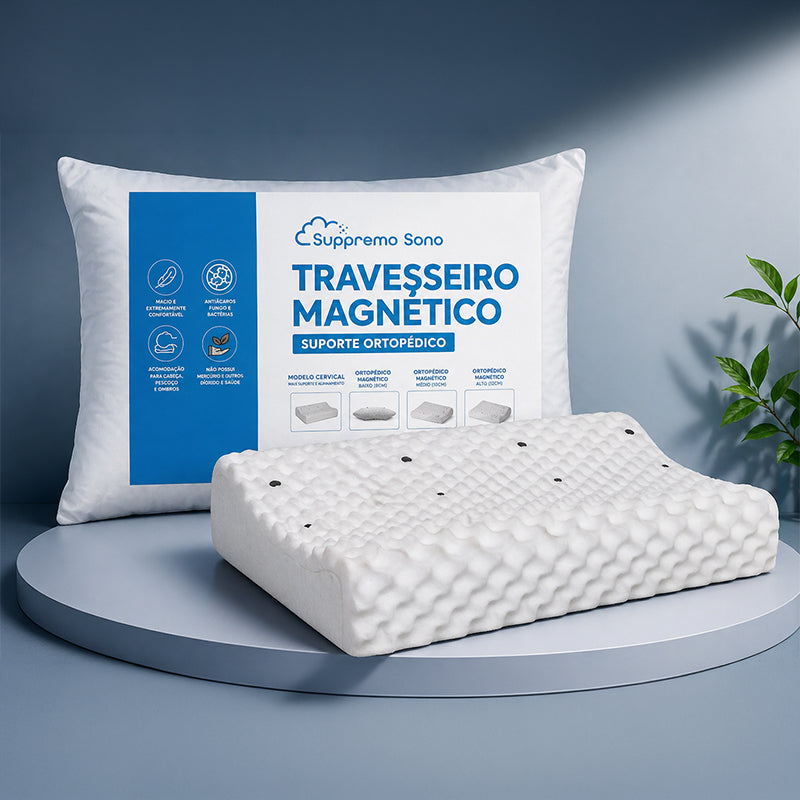 Travesseiro CERVICAL Ortopédico Pillow MAGNÉTICO Infravermelho Terapêutico Anti Ronco